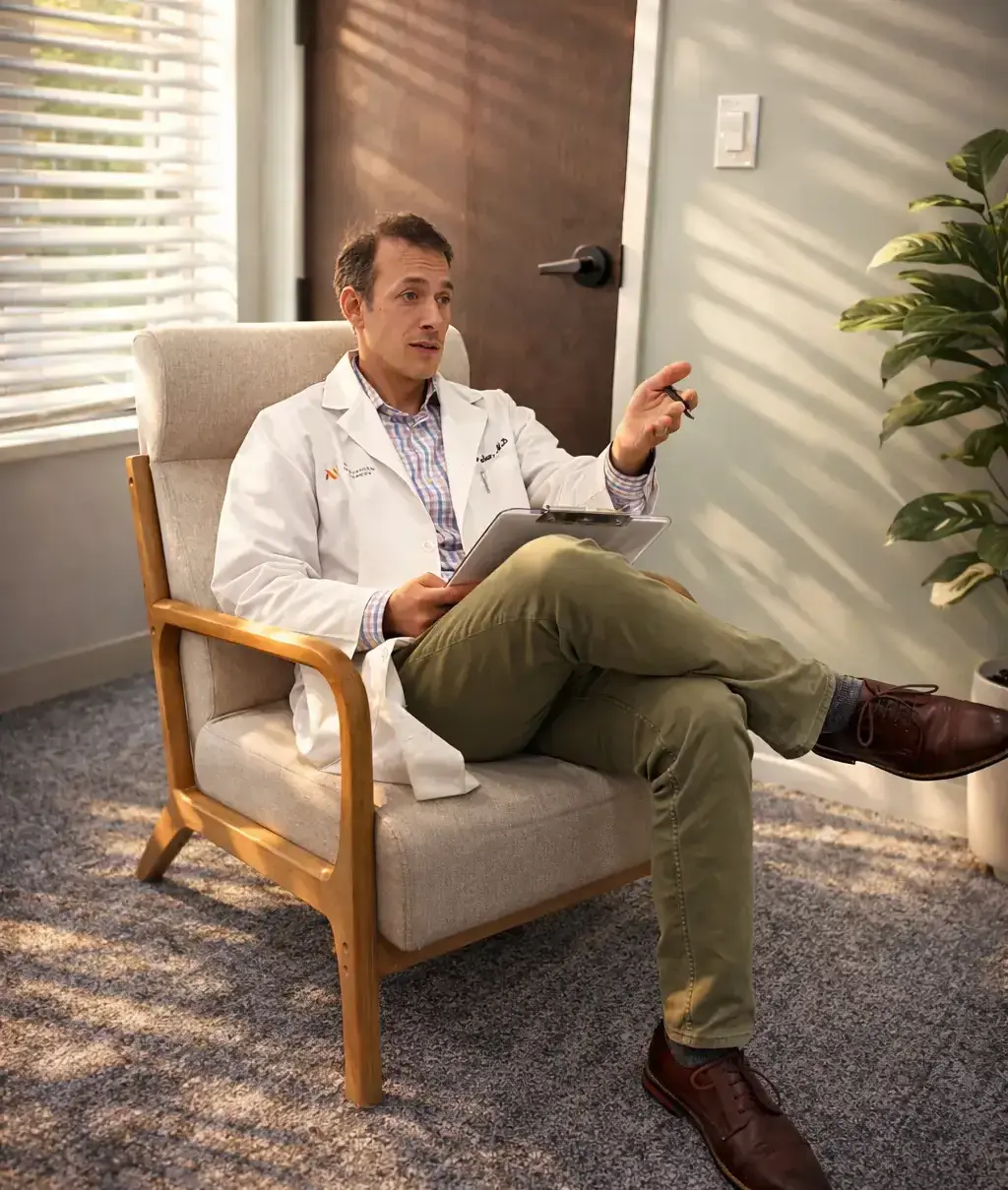 Dr. Moshe Bachar consulting with a patient